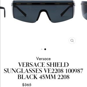 Auth Versace Shield VE2208 Black Sunglasses Unisex